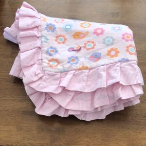 Pink Floral Ruffled Kids Blanket